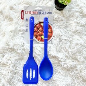 New with tag 2Piece SILICONE SLOTTED TURNER & SOLID SPOON Heat Safe•Non scratch